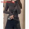Womens Pure Color Long Sleeve T Shirt With Round Neck For Autumn Casual Wear