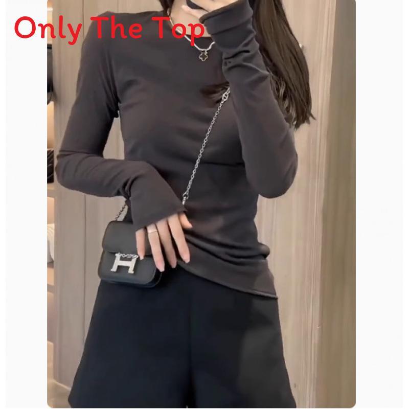 Womens Pure Color Long Sleeve T Shirt With Round Neck For Autumn Casual Wear