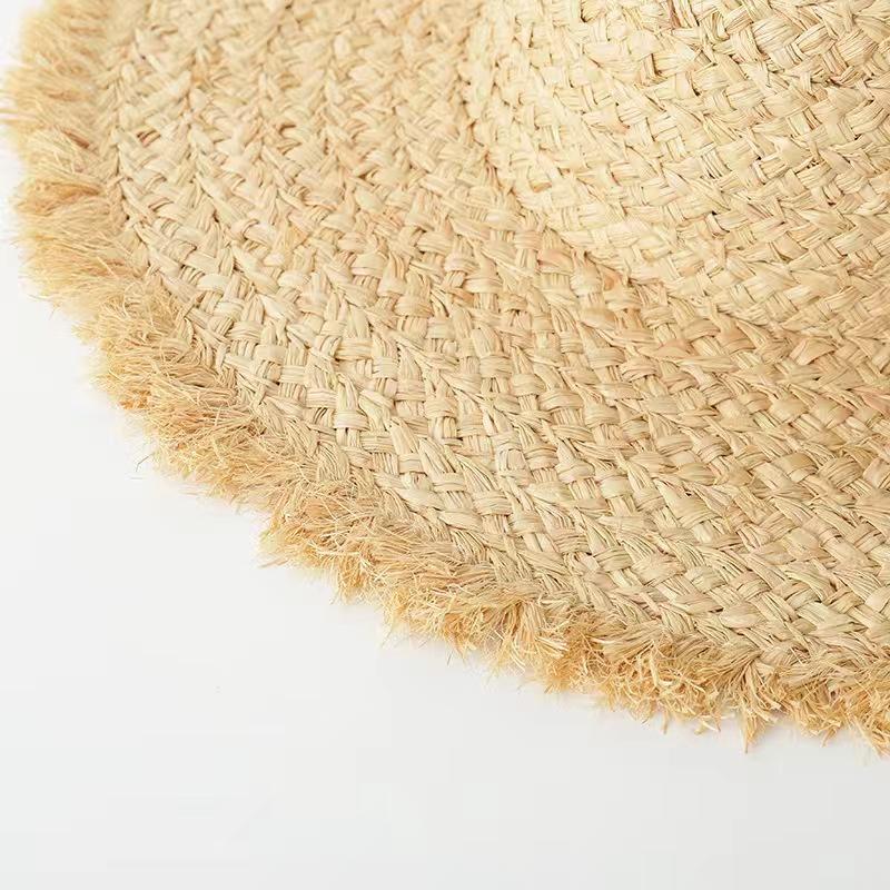 Big Brim Rough Edge Raffia Spot Straw Hat Seaside Beach Hat Vacation Sun Hat Women's Sun Protection Visor Hat