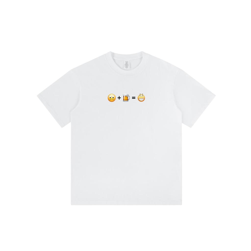 Happy Emoji Unisex Loose Short Sleeve T-Shirt - Summer Trendy Hong Kong Style, Pure Cotton