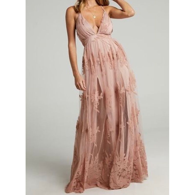 

Экспорт Стильное Новое Поступление Классное Сетчатое Флокированное Сексуальное Платье с Глубоким V-образным Вырезом для Дам Ведущей Банкетной Вечеринки Pink L