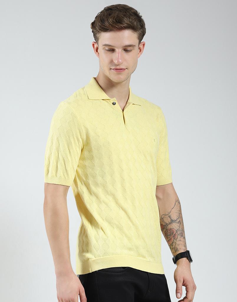 Luxuria Mens Self Design Collar Neck Tshirt