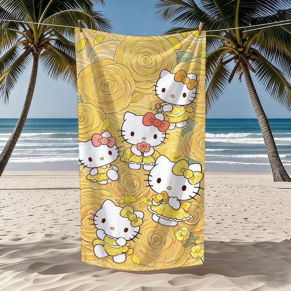 Towel Textile Bathrobe Flower Beach Quick-Drying K-KittyS Yellow SRO Lightweight Portable Camping H-HelloS Swim Pool Travel