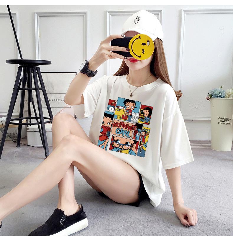 Korean Style Women's Casual Loose Fit Mid-Length Short Sleeve T-shirt - Summer Comfort