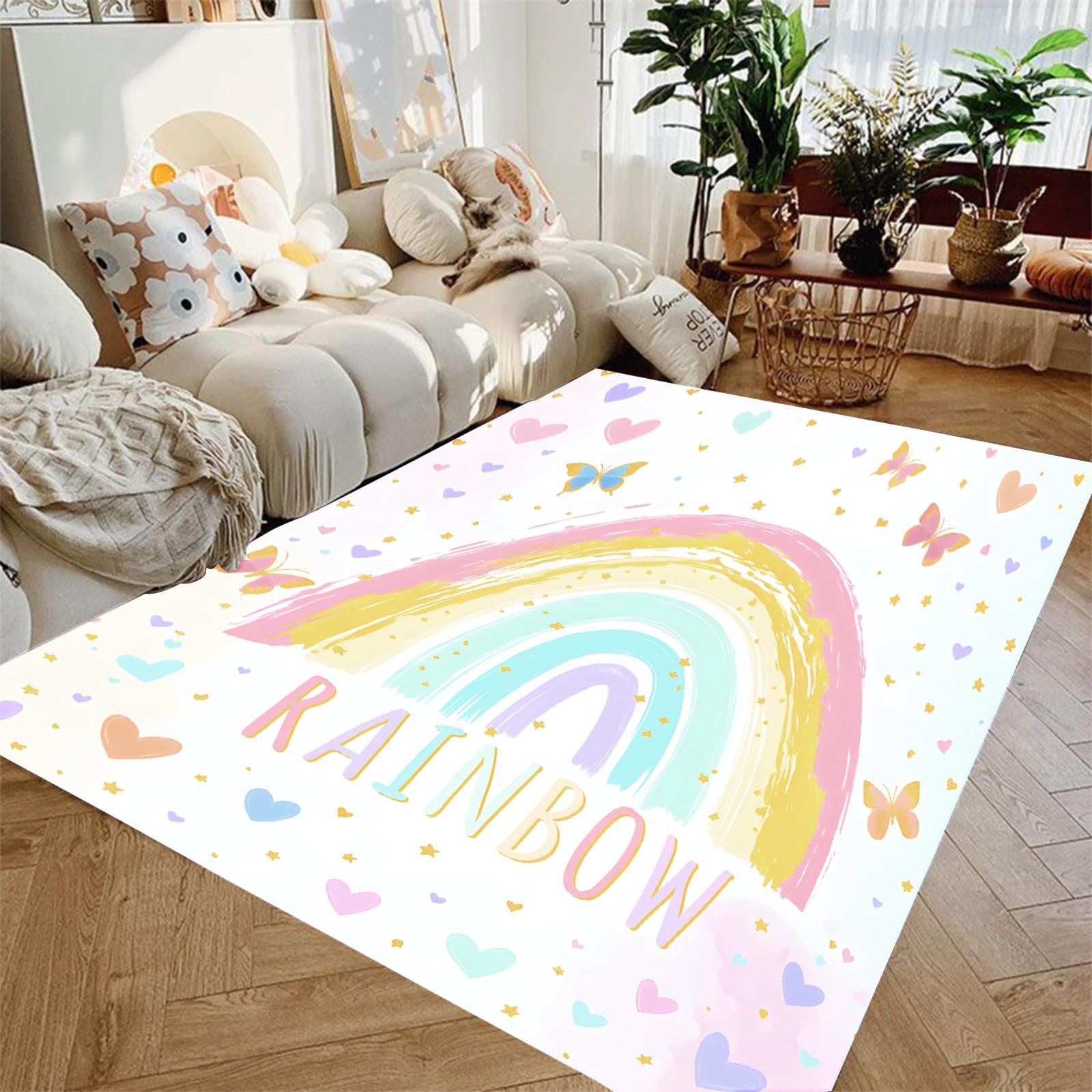 

Cute Pink Unicorn Cartoon Printed Carpet Living Room Bedroom Decor Non-slip Parlor Floor Mat Surface Smooth Carpet Birthday Gift 50x80cm