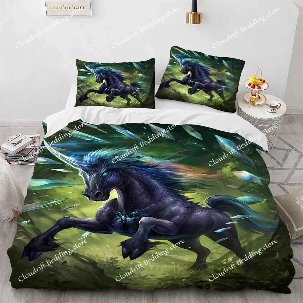 Cartoon Unicorn Design Duvet Cover Set Cute Comforter Cover Bedding Set Bed Linen for Baby Kids Girls Gift Bedroom Decoration026