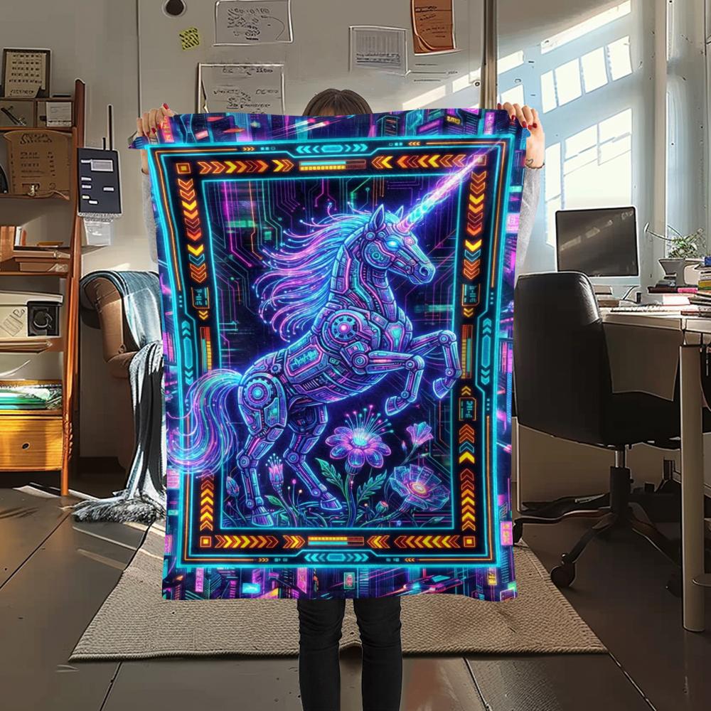Unicorn Animal Print Flannel Blanket, High Quality Comfortable for All Seasons, Home Decor, Warmth and Comfort, Perfect for Christmas Gifts142