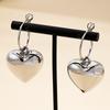 A Pair of Women's Fashionable Dangle Earrings, Smooth Heart-Shaped Ccb Pendant Earrings, Simple and Unique Hip-Hop Earrings, Suitable for Daily 