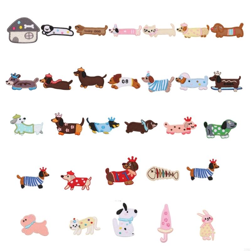 Dog Animal Embroidered Iron On Fabric Patches For Jackets Backpacks Dress Hat J0MC