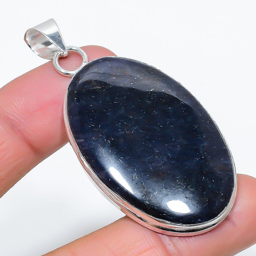 

Подвеска ручной работы в этническом стиле с драгоценным камнем «Полуночный обсидиан» 2,52 дюйма SR-7175