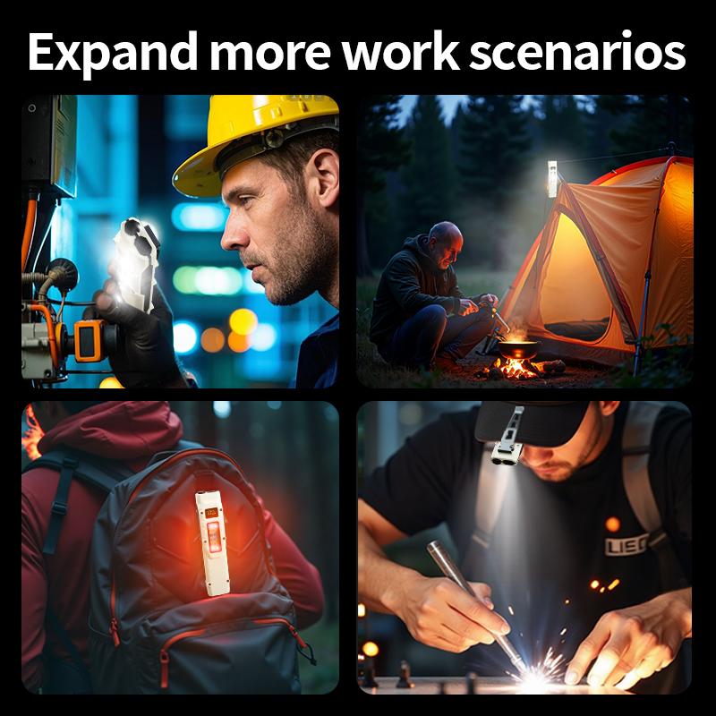 Portable Flashlight 1000 Lumens USB Rechargeable Tactical Flashlight Waterproof Led COB Work Light for Camping Emergency Household Use