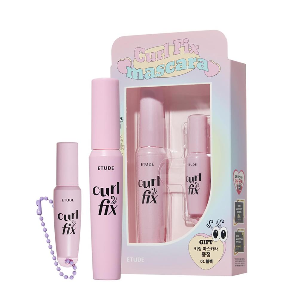 Etude Curl Fix Mascara Černá Mini Klíčenka Set Řasenka Vodotěsná Černá Udržení Natočení Balíček Idol Styl Řasy Nahoru [Etude Official] &