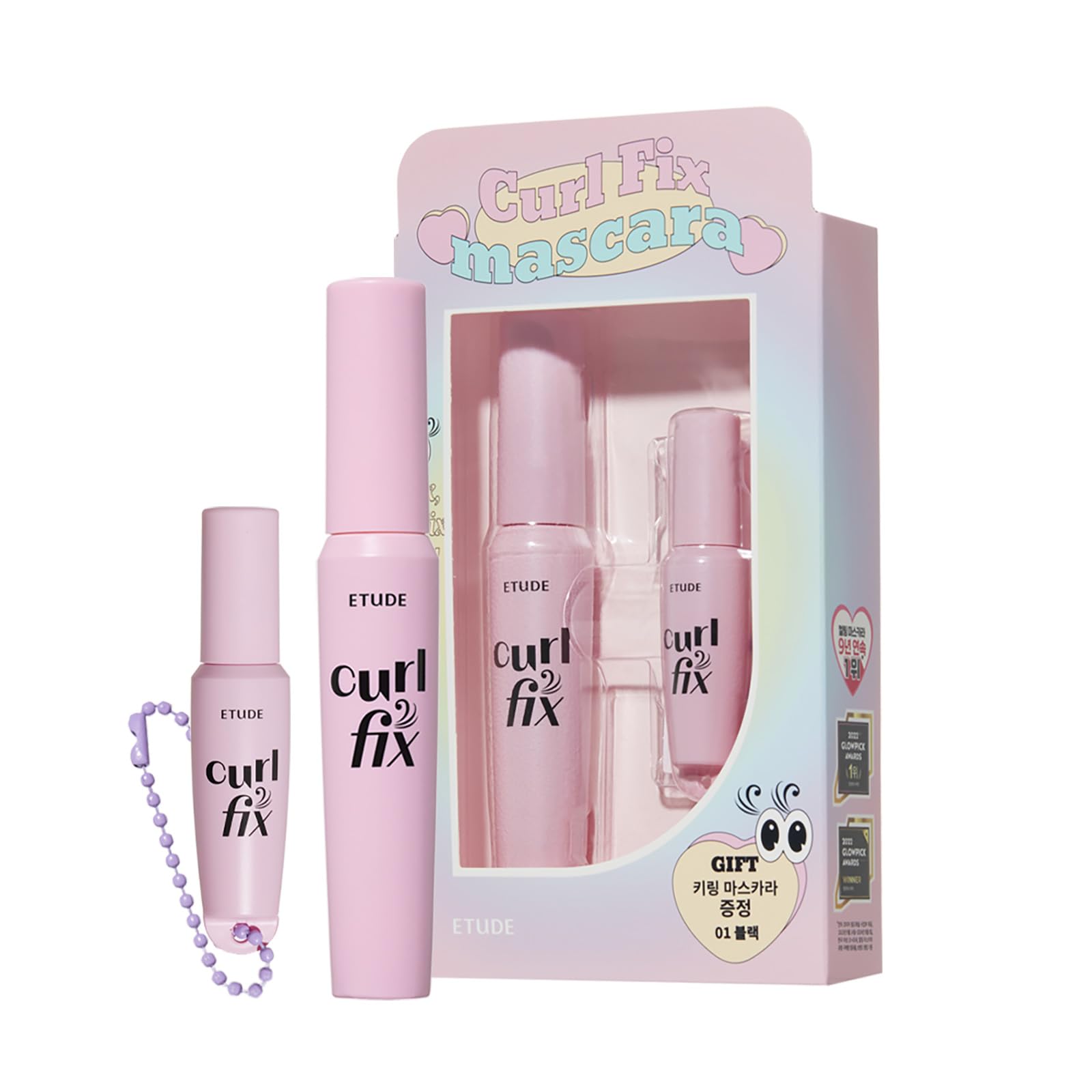 

ETUDE Curl Fix Mascara Черная мини-набор для ключей, тушь для ресниц, водостойкая, черная, Curl Keep Bundle Idol Style Eyelashes Upwards [Etude Official] & чёрный