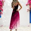 Women Plus Size Off Shoulder V Neck Spaghetti Strap Sleeveless Colorful Swirl Print A Line Long Dress
