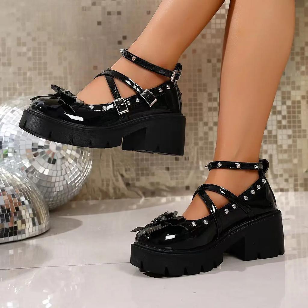 Women Sneakers Japanese Style Patent Leather Jk Shoes Buckle Platform Mary Janes Shoes Woman 2025 Bowknot Lolita Shoes for Women