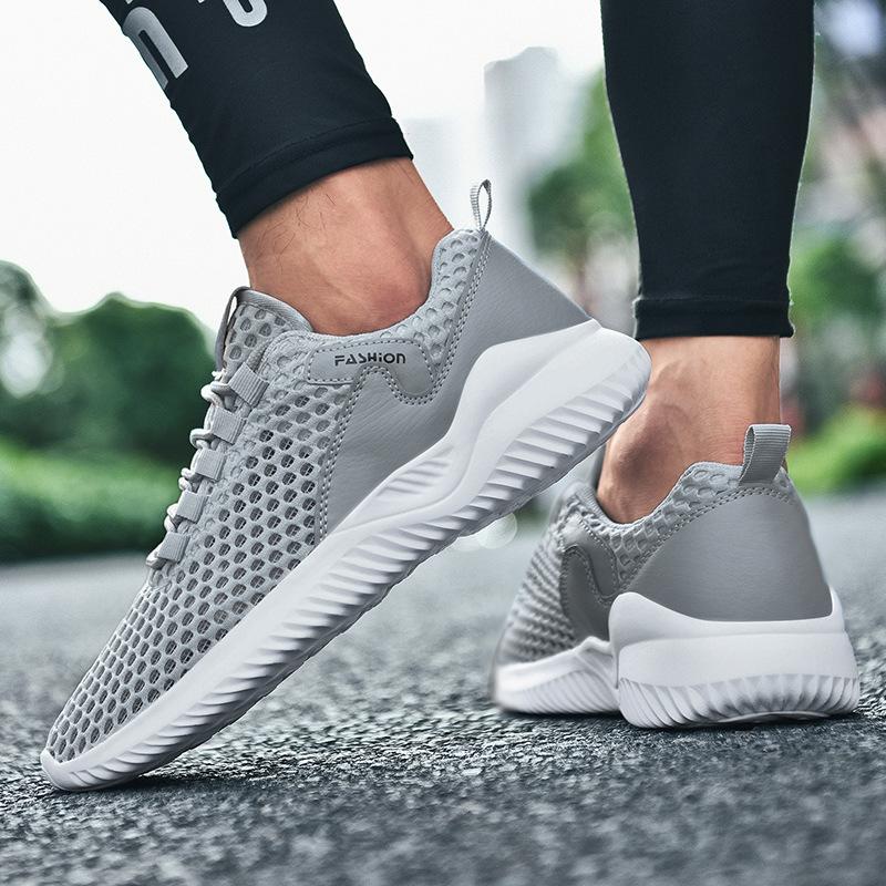 Men's Shoes Sports Shoes Summer Hollow Mesh Breathable Running Shoes Large Size Hole Shoes Single Mesh Sandals Inner Height Increase Shoes