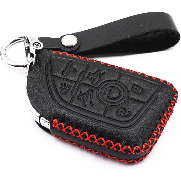 

Leather 6 7 Buttons Smart Remote Key Fob Case Cover Chain for Chevrolet Chevy Corvette C8 2020 2021 2022 2023 (Black,6 Buttons) 6 Buttons чёрный