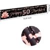 Happy 50th Birthday Banner Decorations for Women, Rose Gold 50 Birthday Sign Party Supplies, Glitter Fifty Birthday Backdrop Decor for Outdoor Indoor