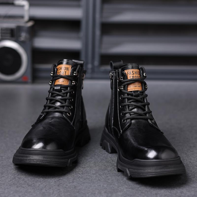 Modne Jesienne Śniegowce Męskie Modne Męskie Buty z Prawdziwej Skóry Oddychające Buty za Kostkę Outdoorowe Casualowe Męskie Buty Zimowe Buty Męskie