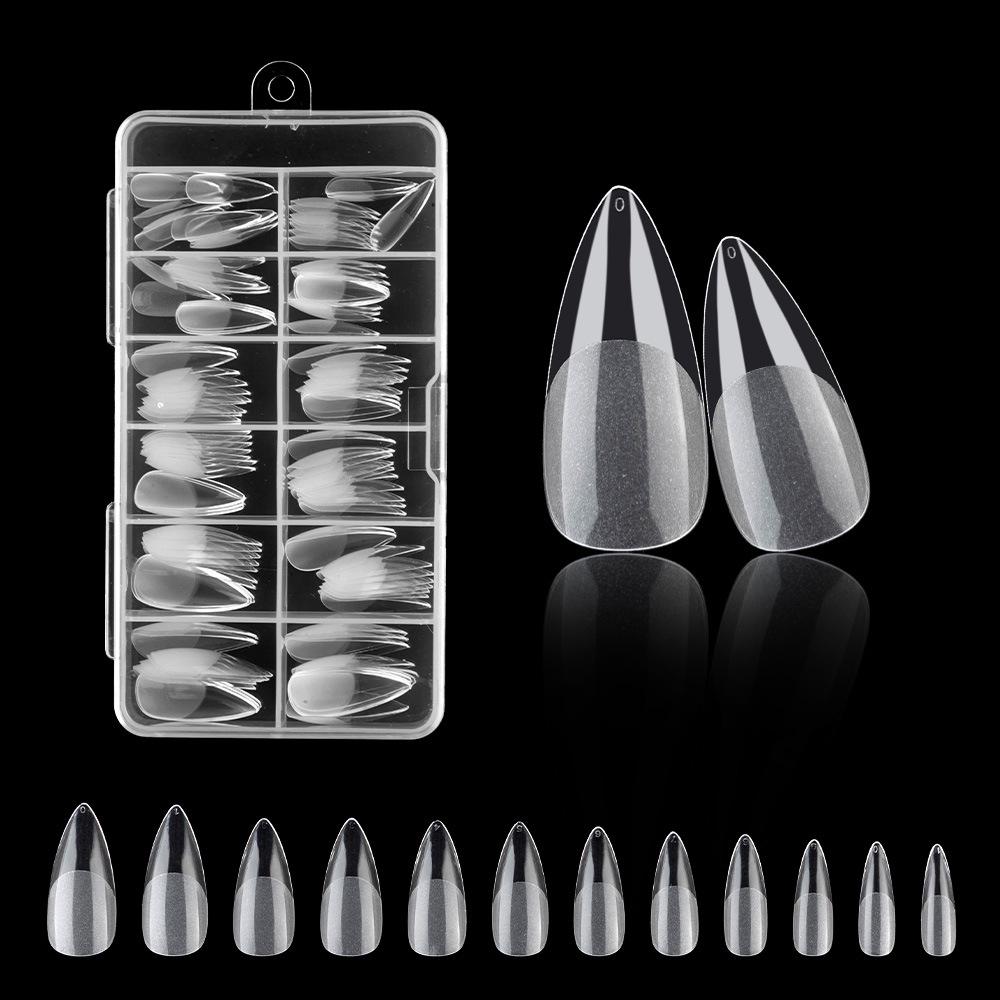 120/100-Piece Set of Clear Frosted Square Oval Almond Ballet Wear-On False Nail Art Tips
