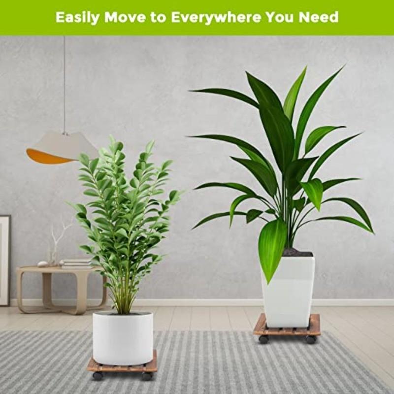 Household Garden Wooden Moving Flowerpot Base Movable Plant Pot Trolley 4 Wheels Rolling Base Trays Plant Stand