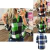 Stylish S-5xl Women's Long Sleeve Plaid T-shirt Blouse With V-neck Design