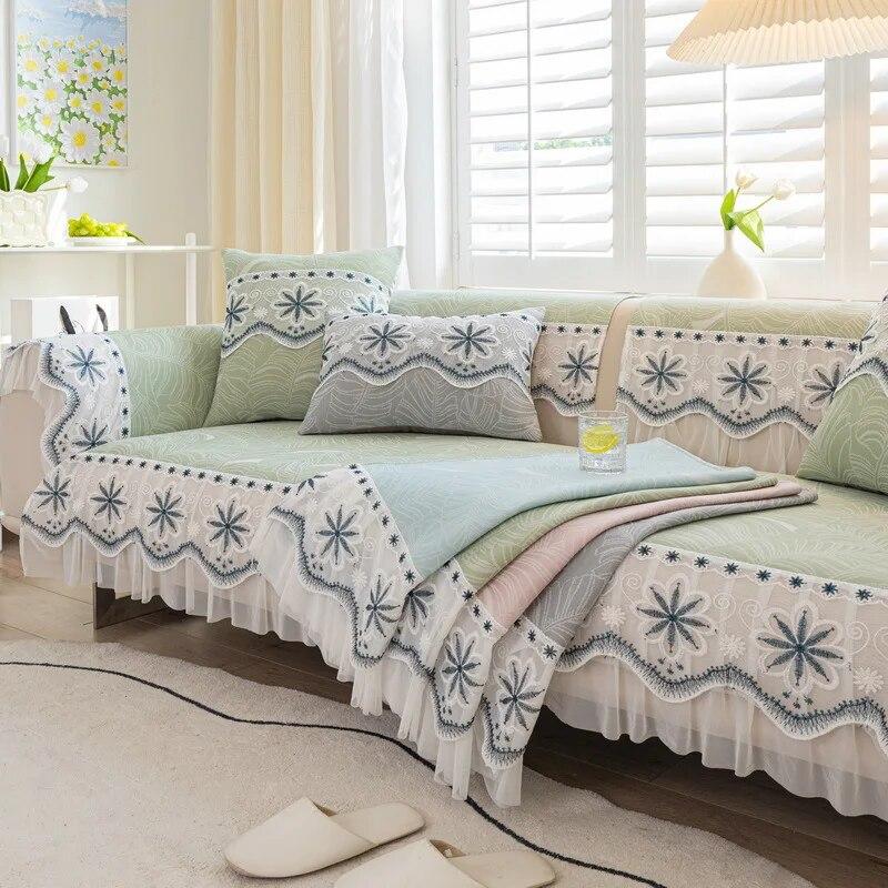 Universal Ice Silk Jacquard 2023 New Lace Non-slip Leather Cushion Cover Fresh Summer Cool Sofa Cushion Summer