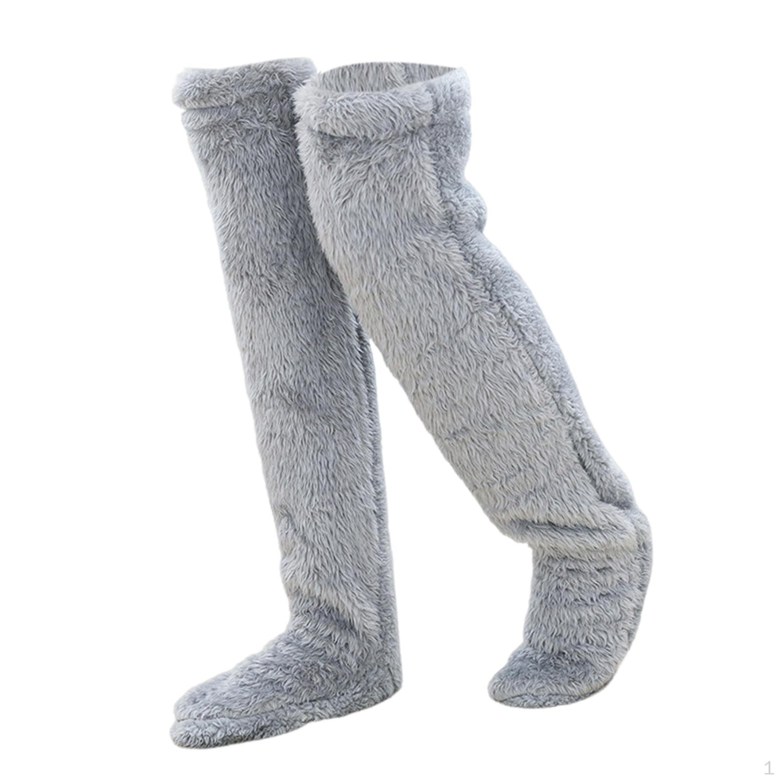 

Leg Warmers Thigh High Socks Boot Cuffs Costume Long Stocking Slipper Stockings Over Knee Fuzzy світло-сірого кольору