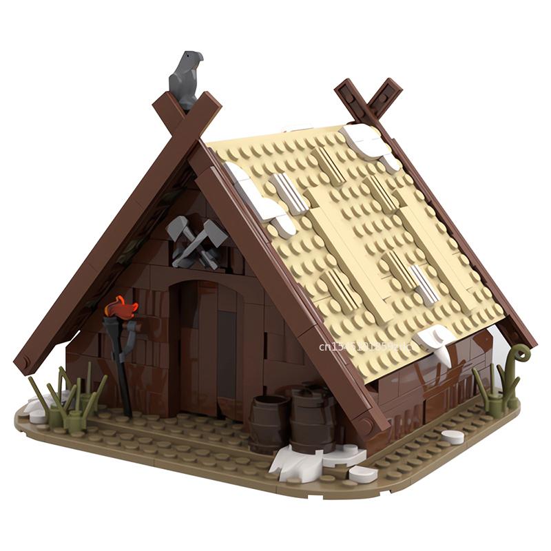 MOC Vikinged House Village Farm Ship Model Building Blocks Set Medieval Military Architecture Aldult Ideas Set Bricks Toy Gifts