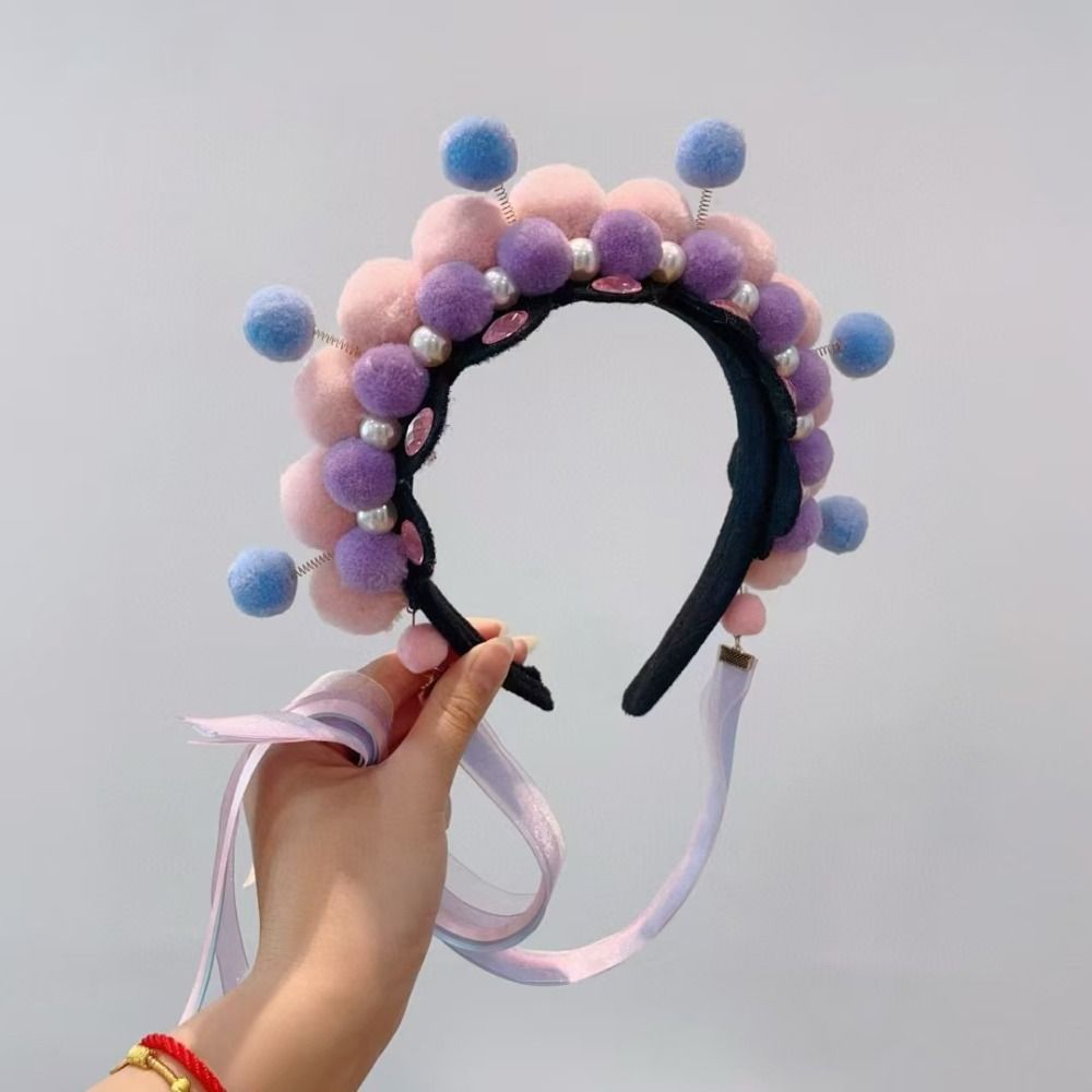 Pearl Chinese New Year Headwear Tang Suit Hair Hoop Hanfu Headwear Beijing Opera Headband Girls