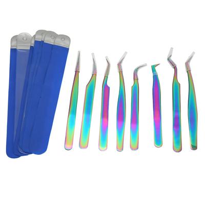 8 Pcs Eyelash Extension Tweezers Set Stainless Steel High Hardness Ergonomic Design Eyelash
