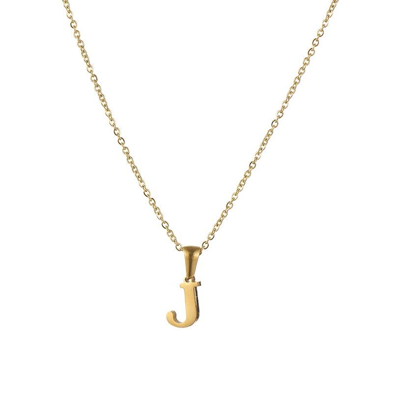 Fashionable 18k Gold Stainless Steel Mini Letter Necklace For Women Trendy Titanium Steel Pendant Necklace