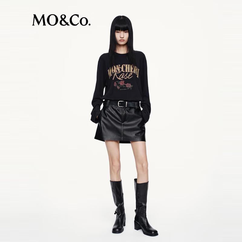 

MO&Co. Women s Black PU H-Line Skirt S