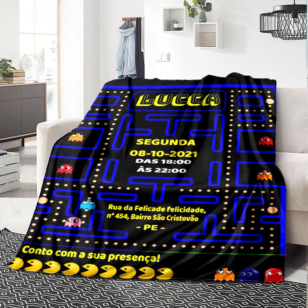 1pc Pacman Adventure flannel Blanket for Super Soft Cute Comfort Blanket for Travel Bedding Couch Sofa Blanket Y73056