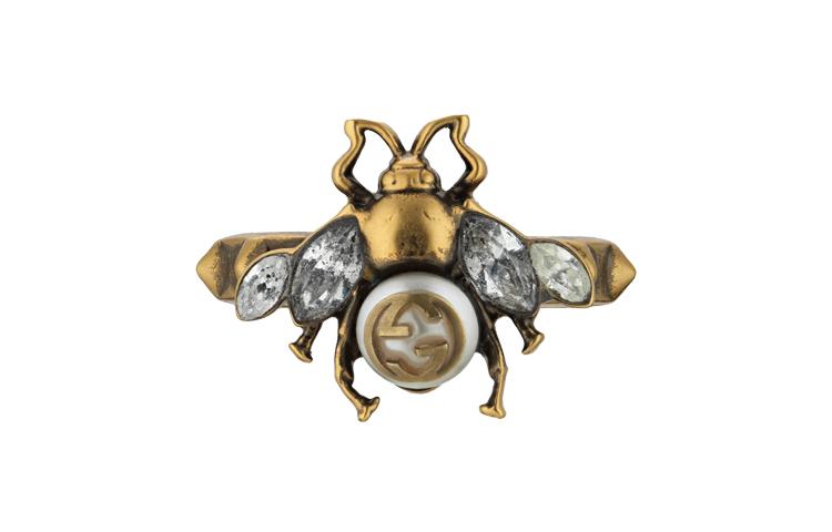 Gucci Glas Kristall Ringe Unisex Gold 629923-J1D51-8516