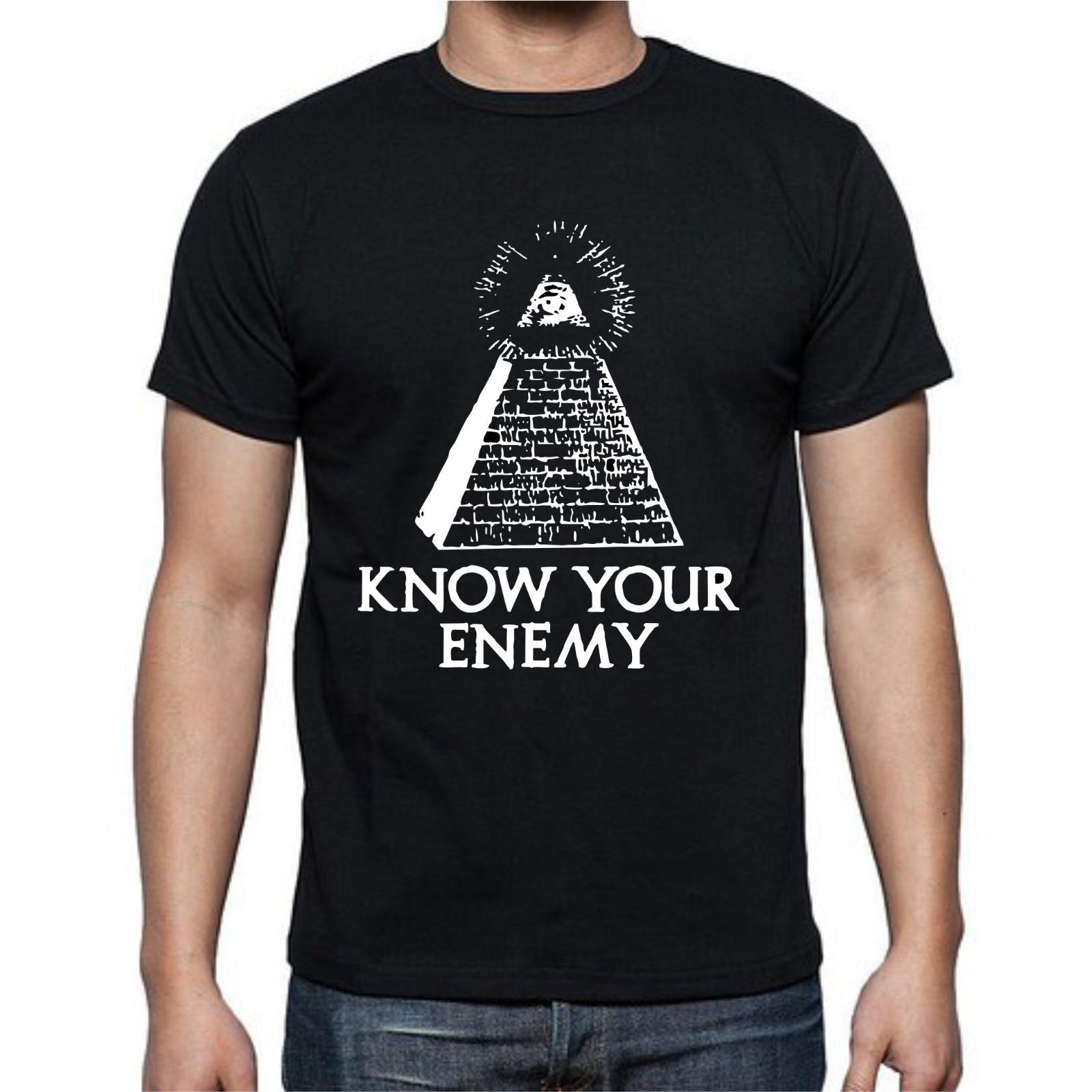 Illuminati Know Enemy Eye Triangle Secret Pyramid Inspiration Funny T Shirt Mens Womens Tees Top Tee 2XL
