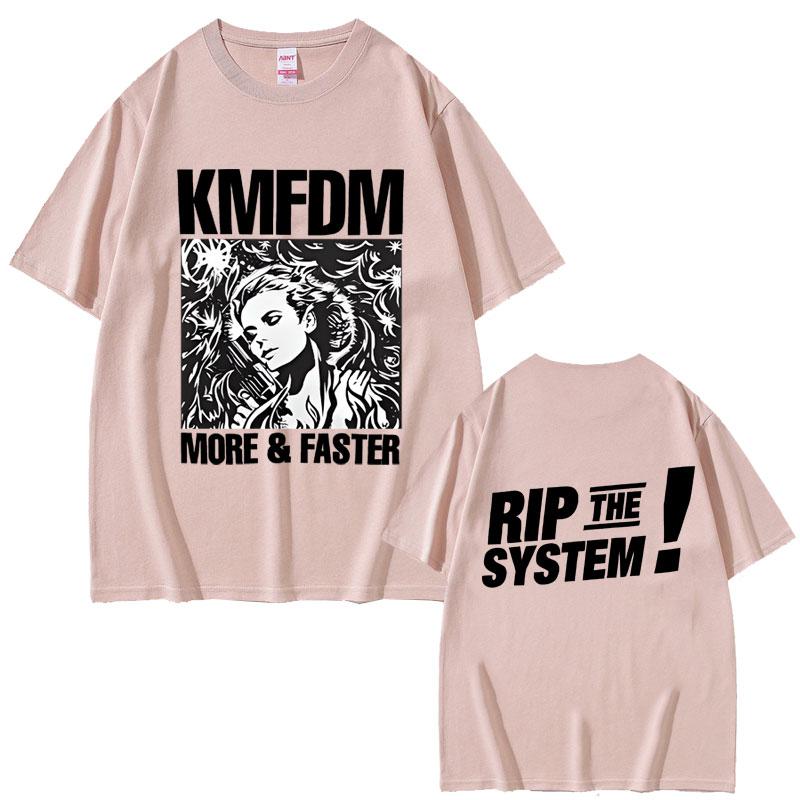 Vintage Hardcore Alternative Rock Kmfdm More and Faster Rip The System T-shirt Men Women Fashion Harajuku Streetwear T Shirts
