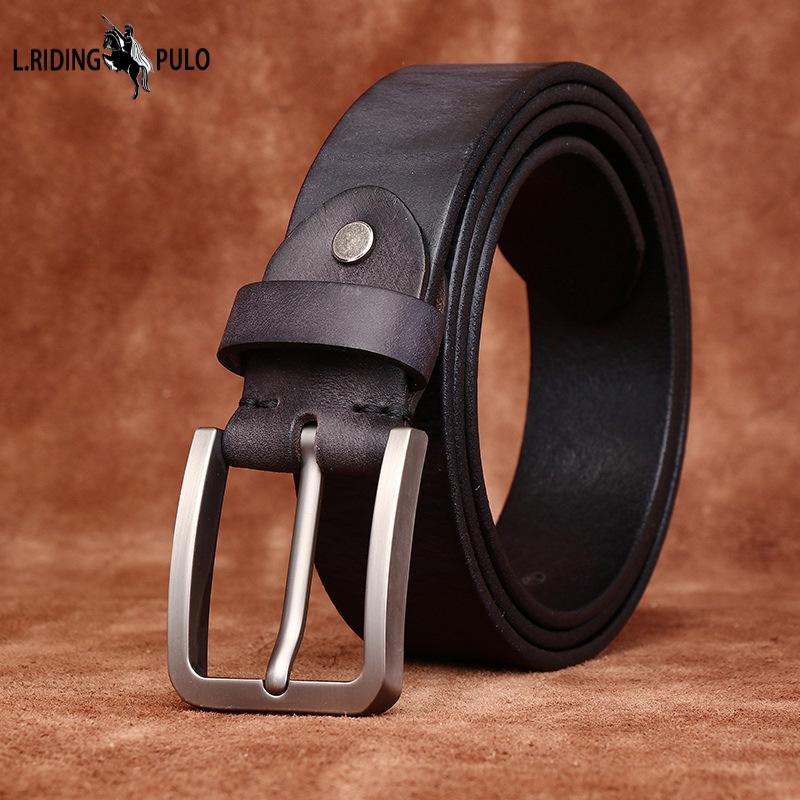 Men's Belt Fashion Simple Casual All-Match Frosted Vintage Genuine Cattlehide Leather Surface Pin Buckle Belt