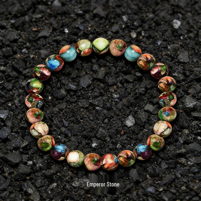 Crystal & Natural Stone Beaded Bracelet: Ruby Zoisite, Strawberry Quartz, Lapis Lazuli