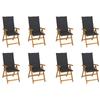 Folding Garden Chairs with Cushions Set of 8 Acacia Wood