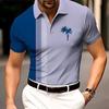 Modische Herren-Polo-T-Shirts mit Streifenmuster, Sommer, Kurzarm, atmungsaktiv, 3D-Druck, Street-POLO-Tee, Strand-Freizeit-Tops