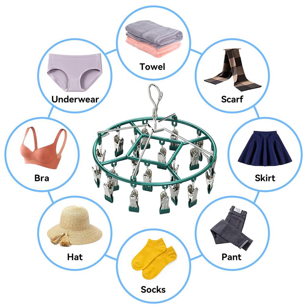 Steel Clothes Drying Hanger Windproof Clothing Rack Clips Sock Towel Bra Laundry Fine Airer Hanger Underwear Socks Holder