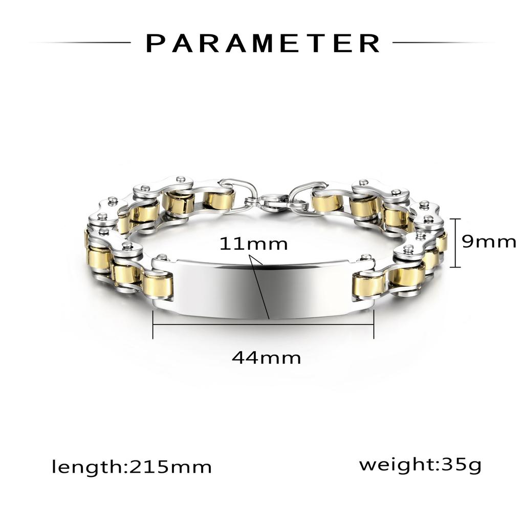 Personalize Bicycle chain Custom Name Text Men Stainless Steel Bracelet For Women Smooth Engrave Logo Id Bracelets Gift Jewelry