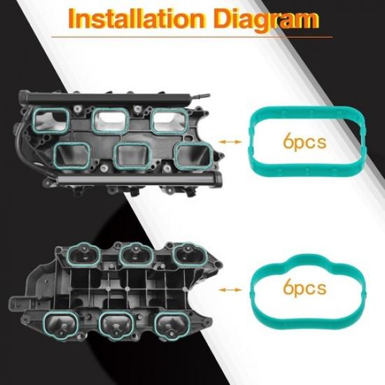 Green Intake Manifold Upper Lower Gasket Set for 11-19 Chrysler Dodge Jeep 3.6L