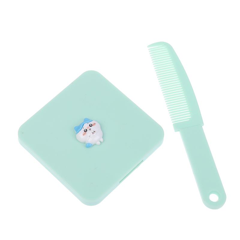 

Портативная симпатичная мультяшная расческа Chiikawa Kawaii с зеркалом, ручная расческа с зеркалом, извлекаемая дорожная щетка для волос, массажный инструмент для укладки синий