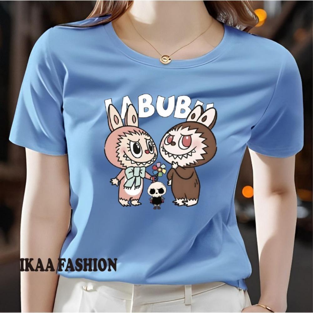 Women's printed T-shirt casual short sleeved T-shirt comfortable round neck, soft and cute T-shirt top