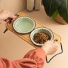 Non-Spill Raised Pet Bowl Set: Double Dog Bowl, Triple Cat Bowl, Anti-Tip Ceramic for Neck Protection