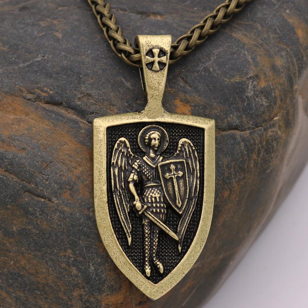 Archangel St. Michael Divine Shield Amulet Pendant Russian Orthodox Men's Necklace