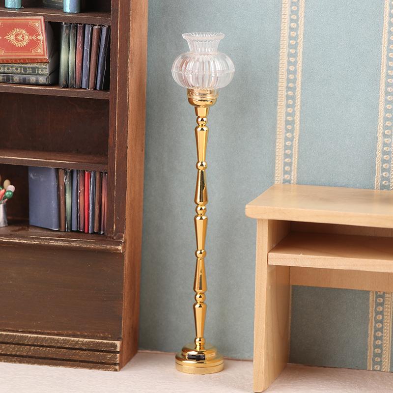 1/12 Dollhouse Miniature Floor Lamp Flower Shape Led Lamp Model Doll Home Lamp Furniture Decoration Toy Micro Scene Ornament