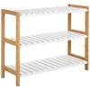 3-Tier Shoe Rack Wood Frame Slatted Shelves Spacious Open Hygienic Storage Home Hallway Furniture Family Guests 70L X 26W X 57.5H Cm - Natural